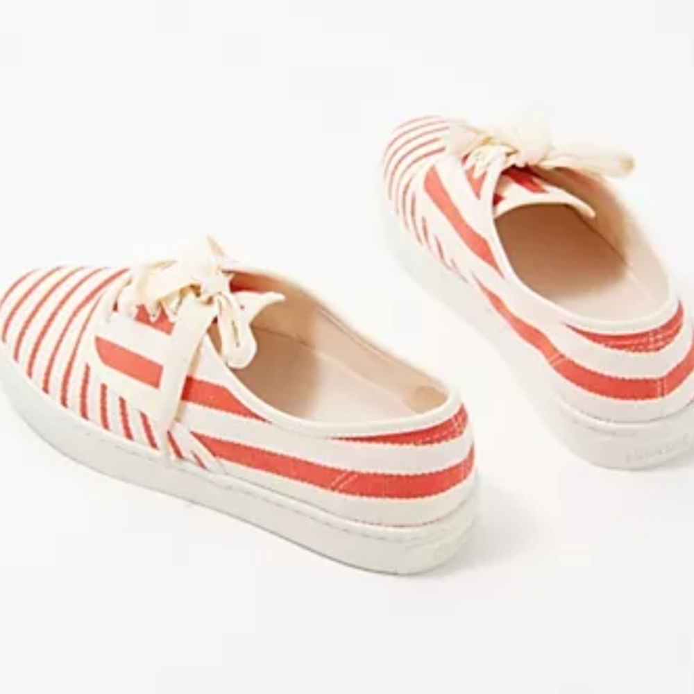 NWT Soludos Marin Stripe Women’s 8 1/2 Poppy Red Lace Up Canvas Sneaker Comfy
